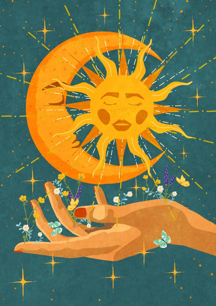 Sun and moon in my hand by Raissa Oltmanns — canvas wall art