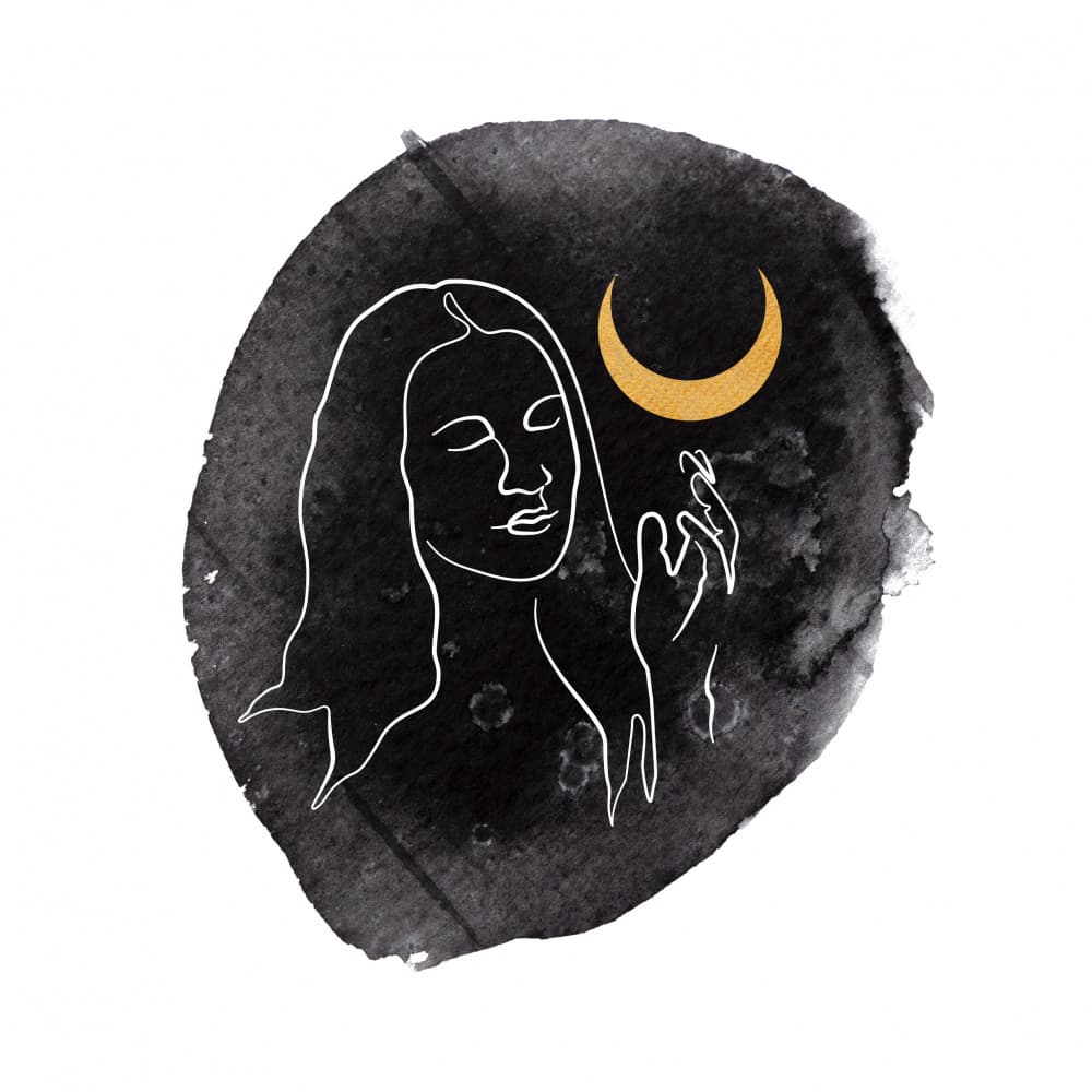 Mystic Woman Crescent Moon by Anna Rose — canvas wall art
