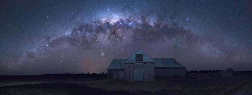 Milky Way Barn Night by Jingshu Zhu — canvas wall art