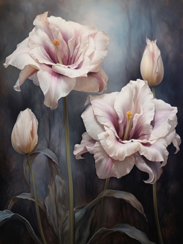 Graceful Pink Flowers by Bilge Paksoylu — canvas wall art
