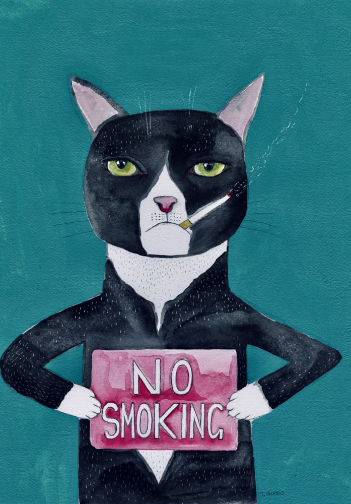 Tuxedo Cat No Smoking by Sharyn Bursic — canvas wall art