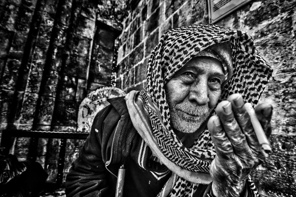 Keffiyeh Man With Cigar by Timur Türkmen — canvas wall art