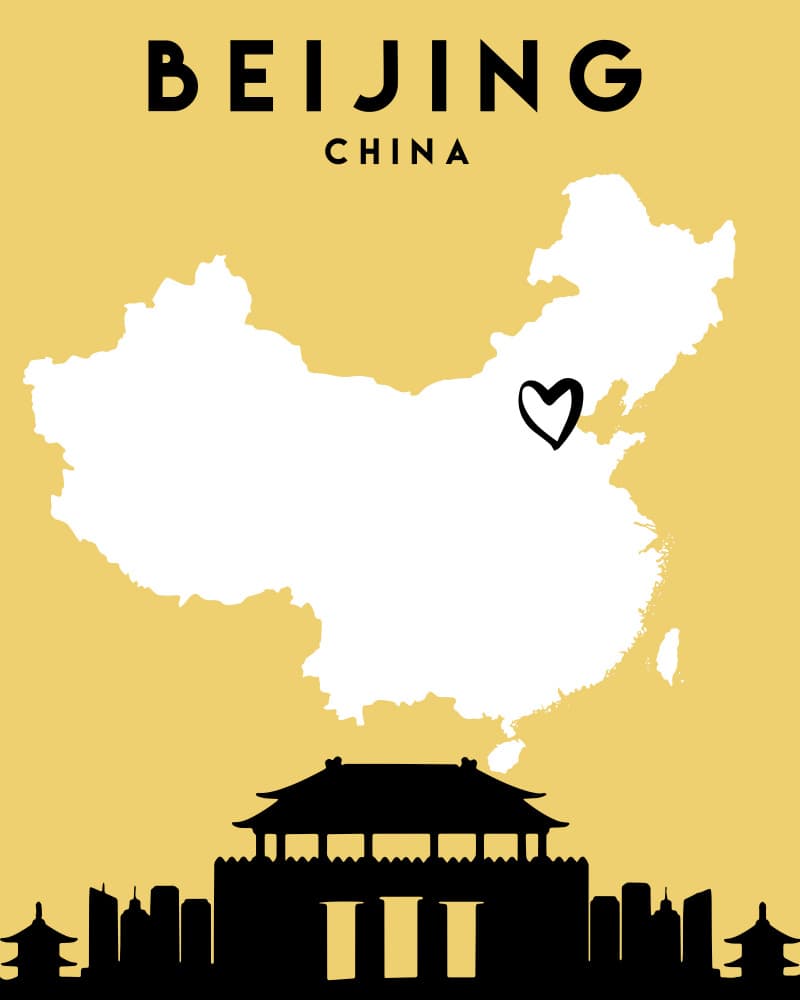 Beijing China Map by Emiliano Deificus — canvas wall art