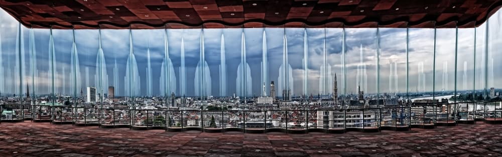 City Skyline Reflections by Piet Flour — canvas wall art