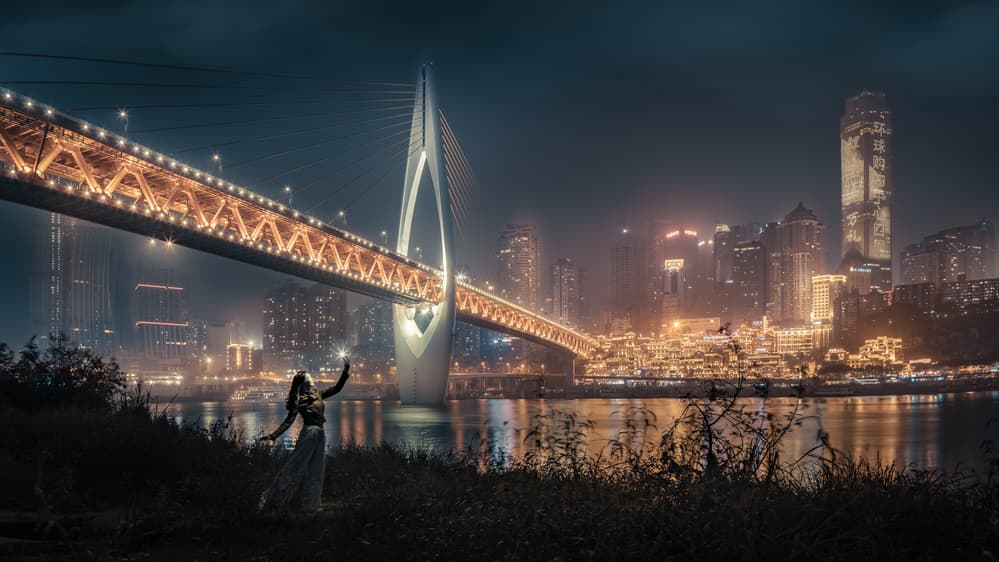 Magical City Glow by qiye — canvas wall art