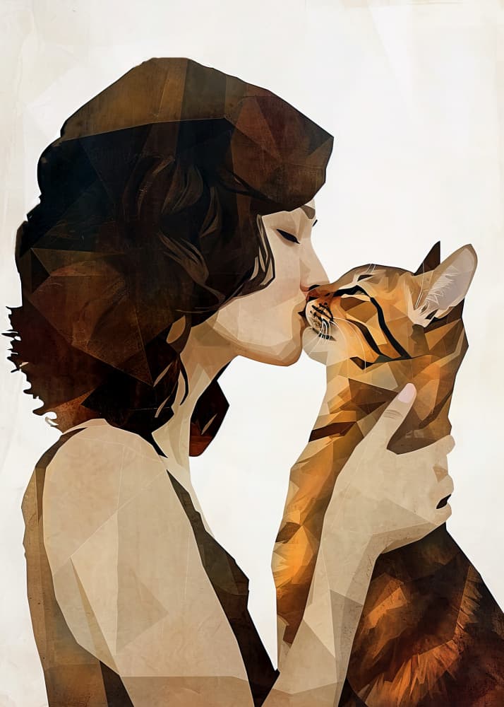 Tender Cat Kiss by Justyna Jaszke — canvas wall art
