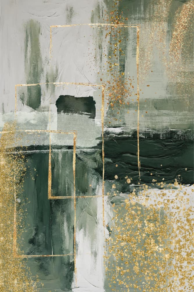 Gilded Green Flow by Sally Ann Moss — canvas wall art