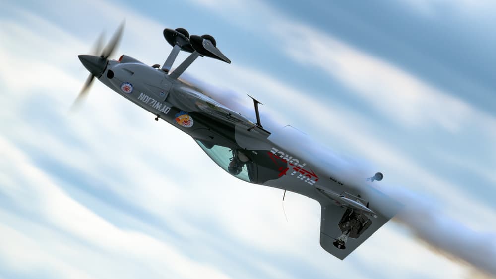 Aerobatic Plane Inverted Flight by Piotr Wrobel — canvas wall art