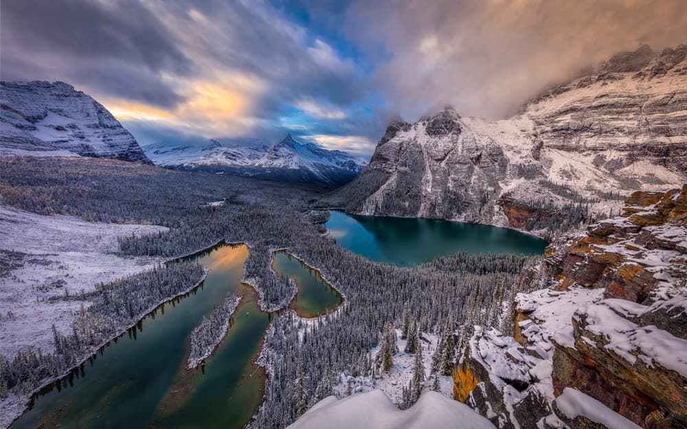 Snowy Alpine Lake by Michael Zheng — canvas wall art