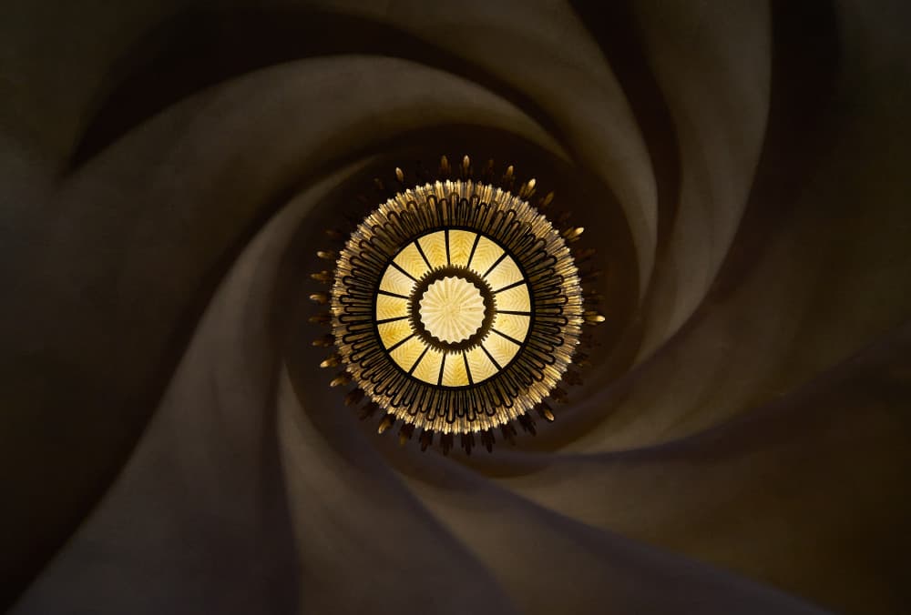 Golden Spiral Chandelier by Michael Echteld — canvas wall art