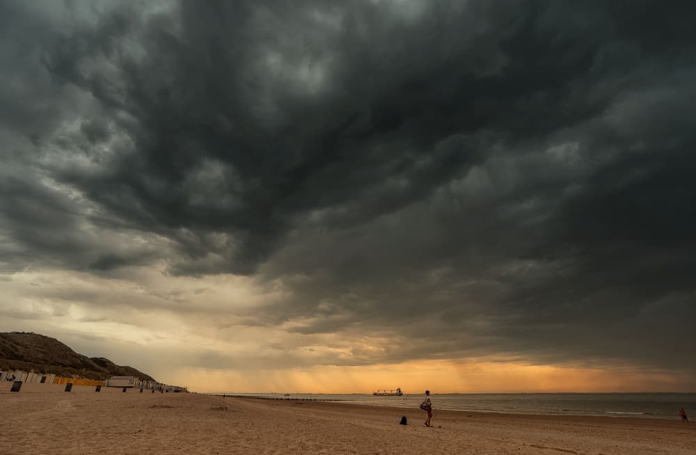 Dramatic Beach Sunset by Saskia Dingemans — canvas wall art