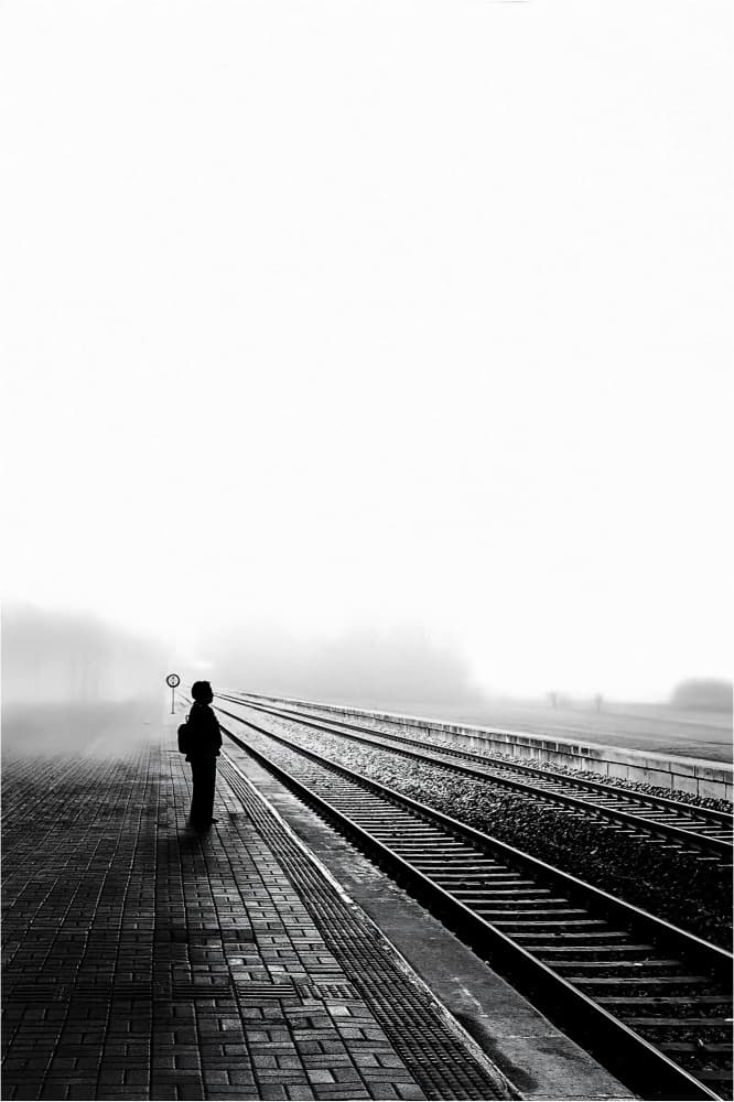 Solitary Platform Wait by Parole Kim — canvas wall art