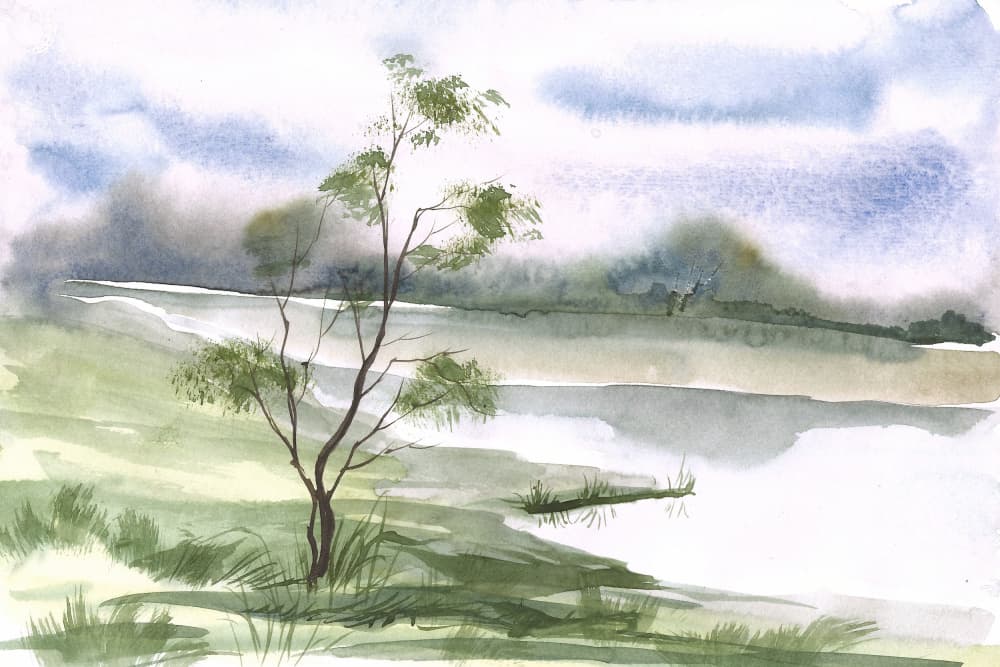 Peaceful Lakeside Tree by Santhosh ch — canvas wall art