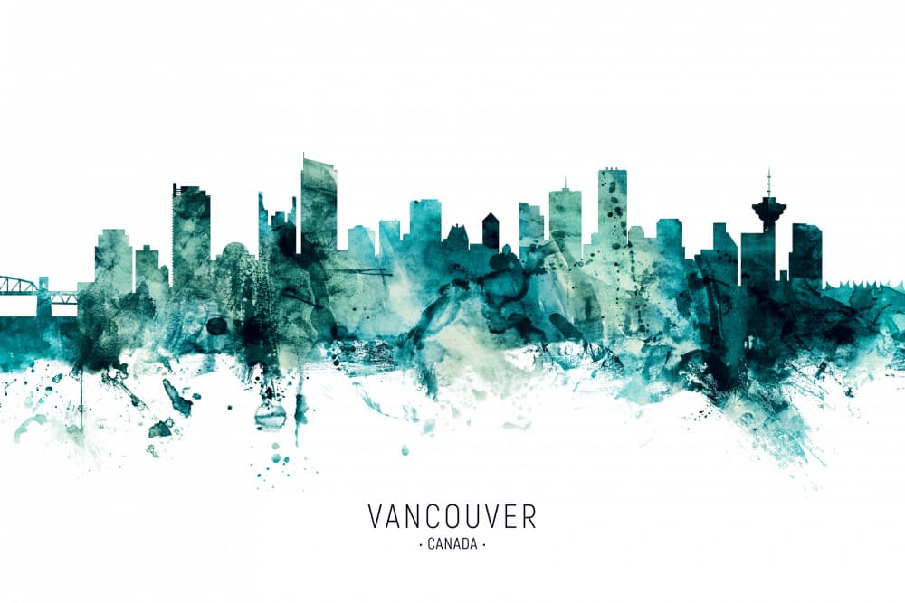 Abstract Vancouver Skyline by Michael Tompsett — canvas wall art