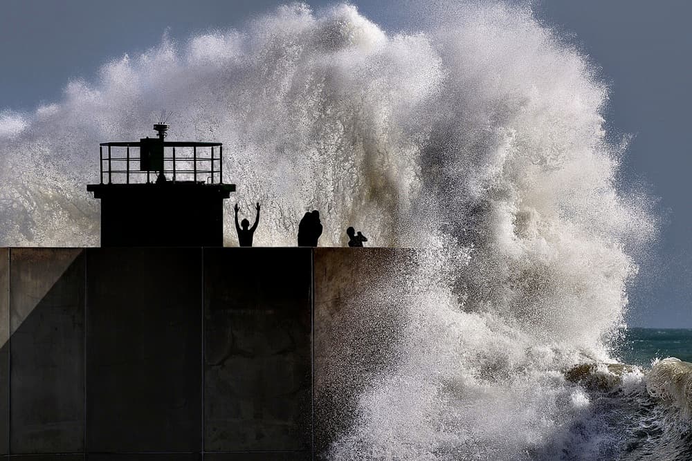 Spectators Watch Crashing Wave by Claudio Moretti — canvas wall art