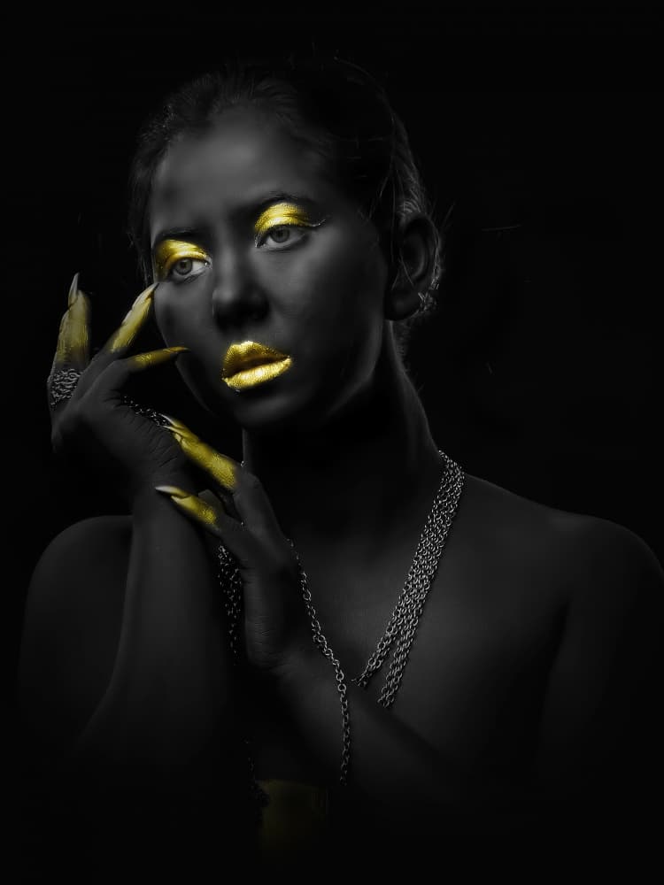 Golden Glamour Portrait by PARTHA BHATTACHARYYA — canvas wall art