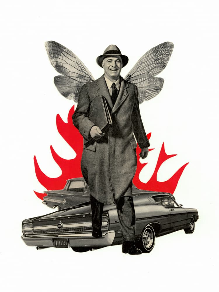 Retro Winged Businessman by Mikhail Siskoff — canvas wall art