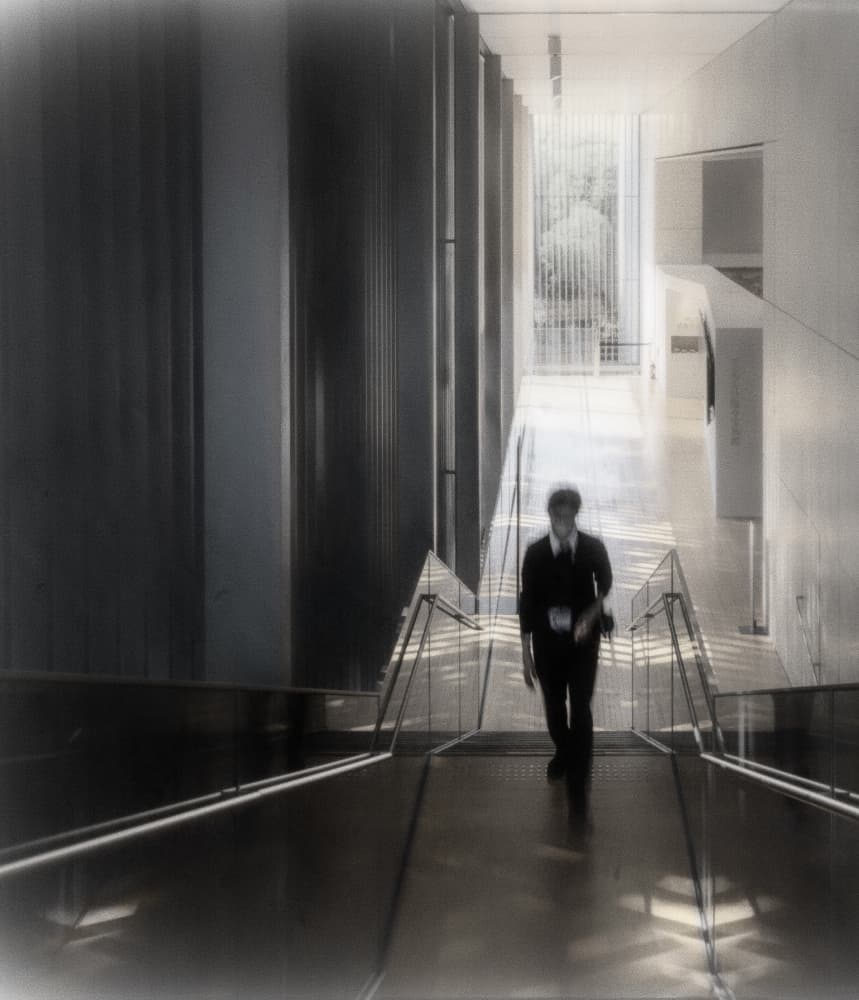 Lone Figure Modern Walk by carlo borgatelli — canvas wall art