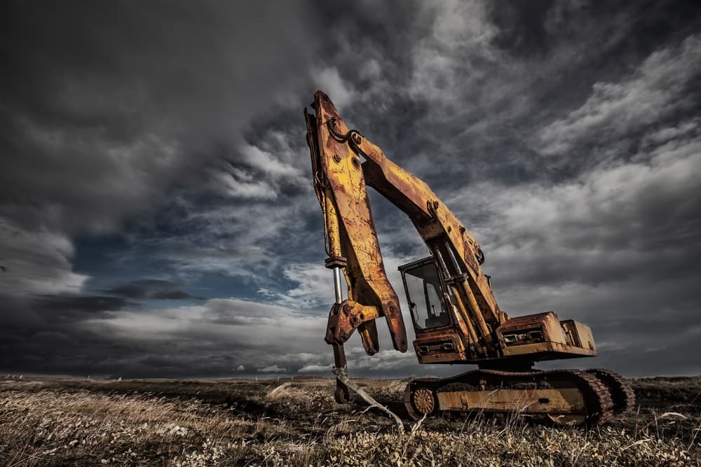 Rusty Excavator Dark Sky by Bragi Ingibergsson - BRIN — canvas wall art
