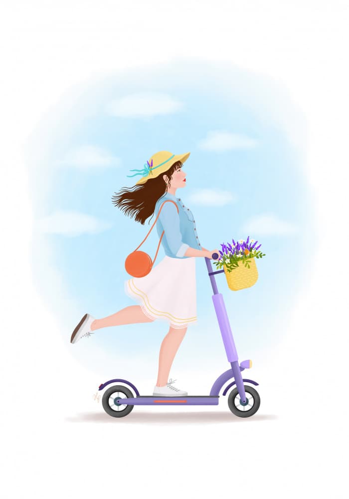 Breezy Scooter Ride by Petra Holíková — canvas wall art