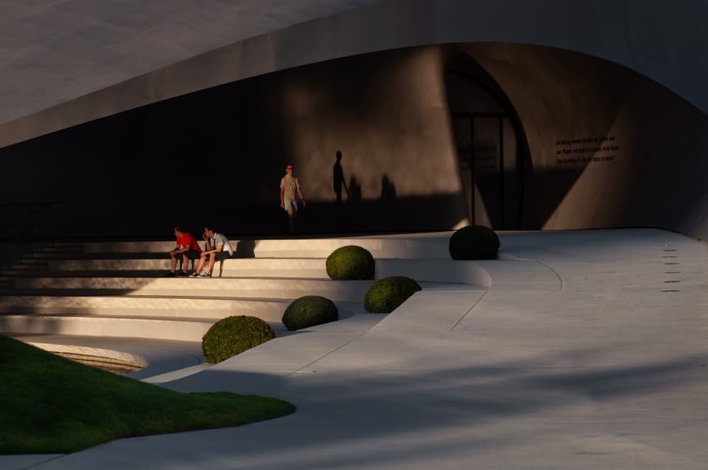 Sunlit Architectural Steps with Figures by Hans Günther — canvas wall art