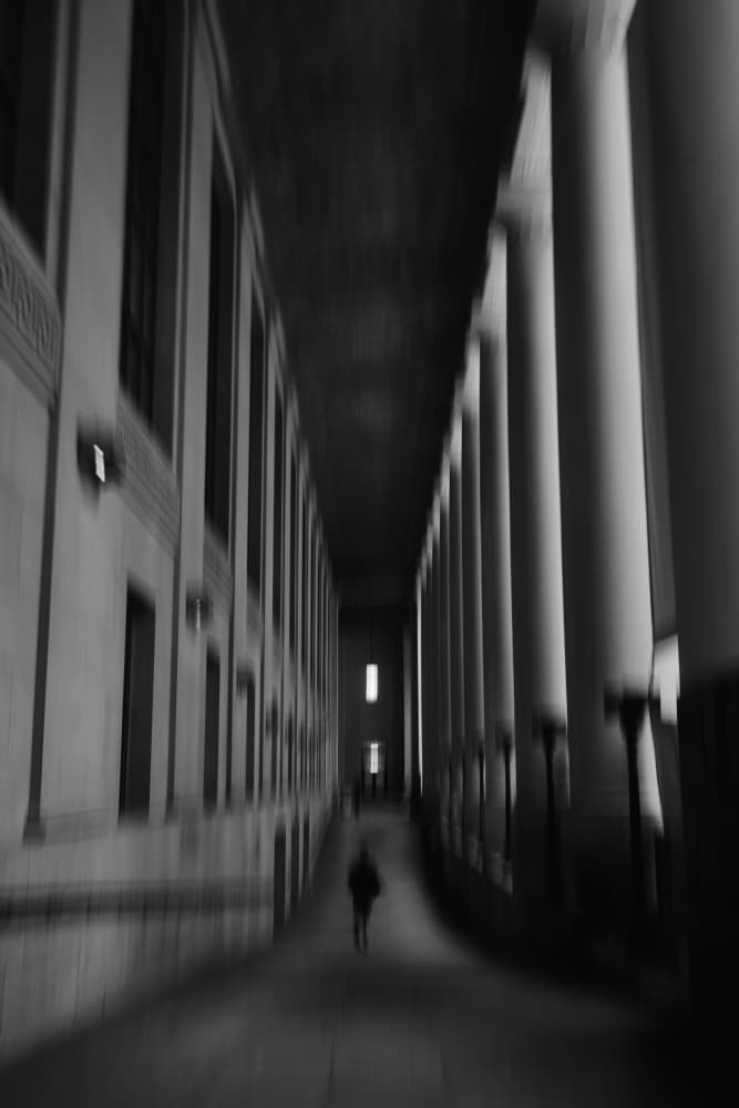 Lone Figure Hallway by Katsuhiro Kojima — canvas wall art