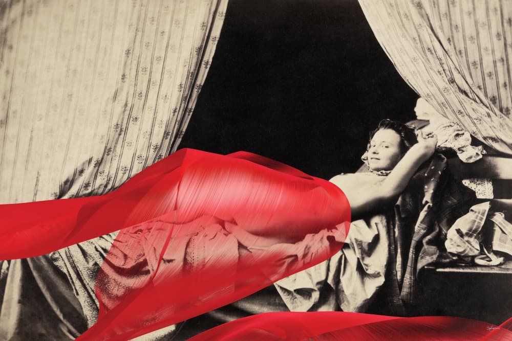 Sensual Woman Red Fabric by Sue Skellern — canvas wall art