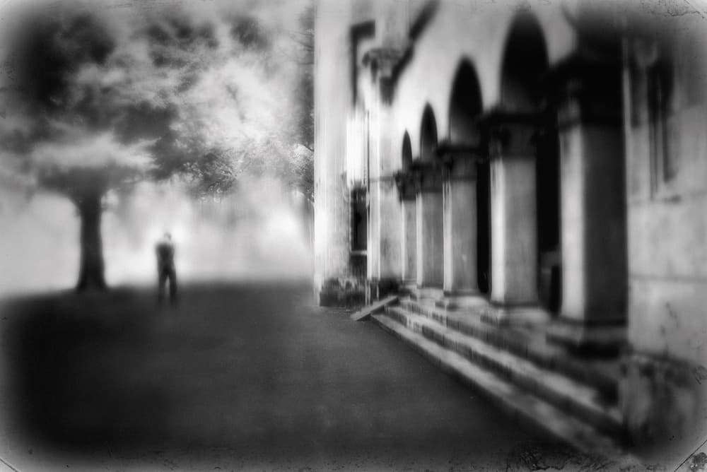 Lone Figure Misty Arches by Teruhiko Tsuchida — canvas wall art