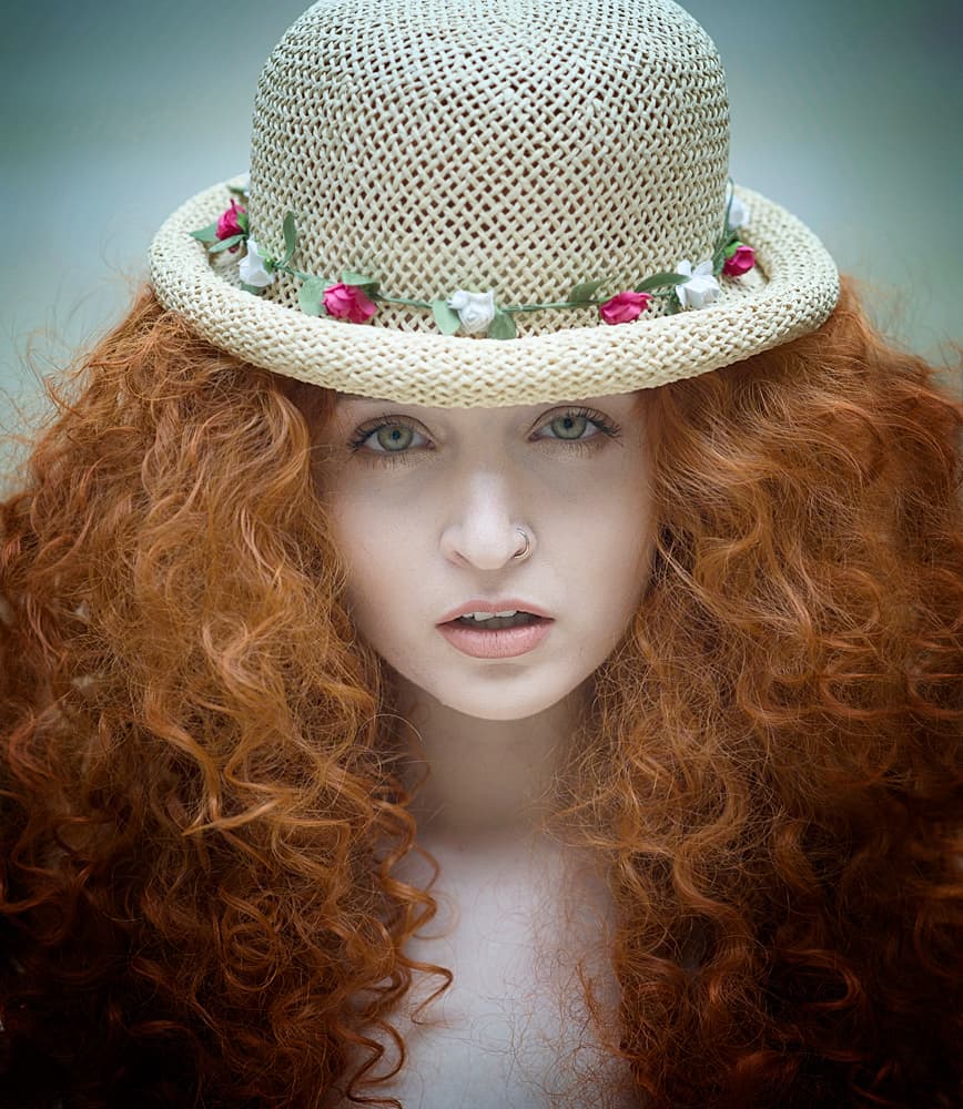 Redhead in Straw Hat by kenp — canvas wall art