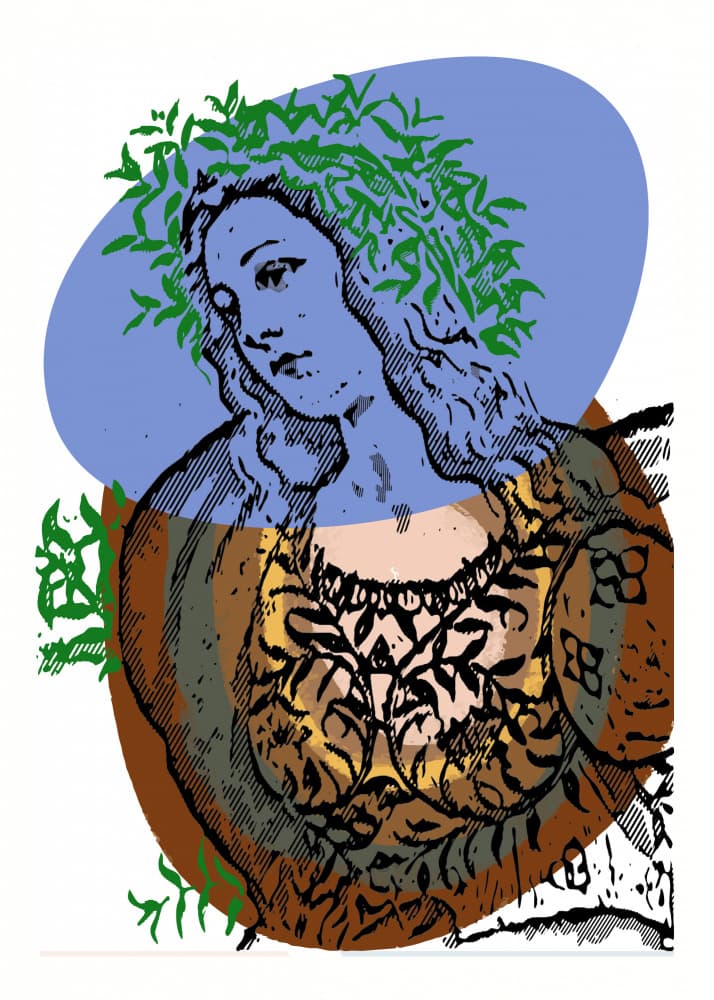 Colorful Woman Leaf Wreath by Doa Project — canvas wall art