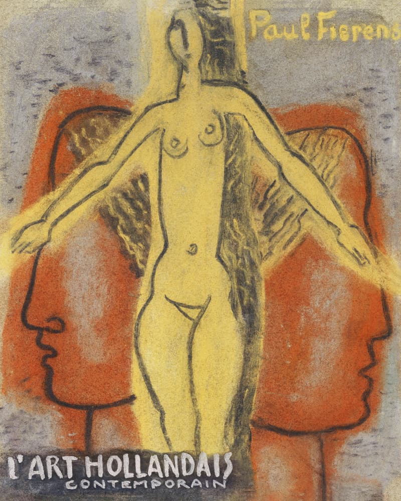 Naakte Vrouw Tussen Twee Van Elkaar Weg Kijkende Mannen Hoofden (1933) By Leo Gestel. by Leo Gestel — canvas wall art