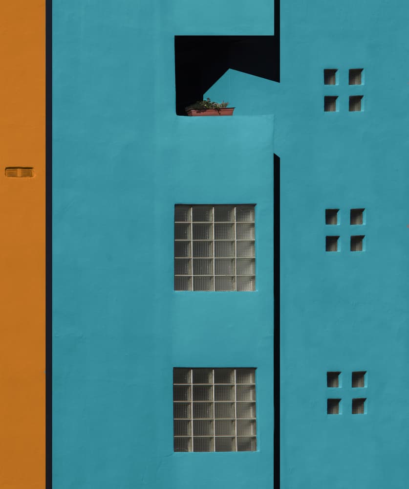 Geometric Color Block Facade by Roxana Labagnara — canvas wall art