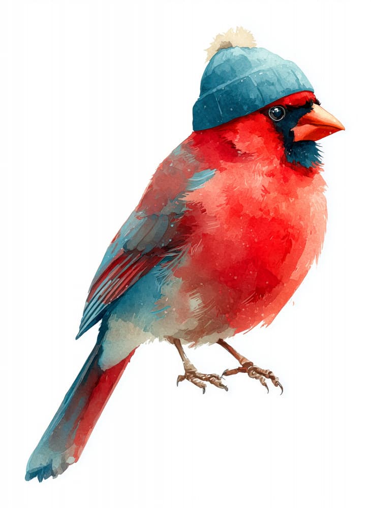 Winter Cardinal with Hat by Justyna Jaszke — canvas wall art
