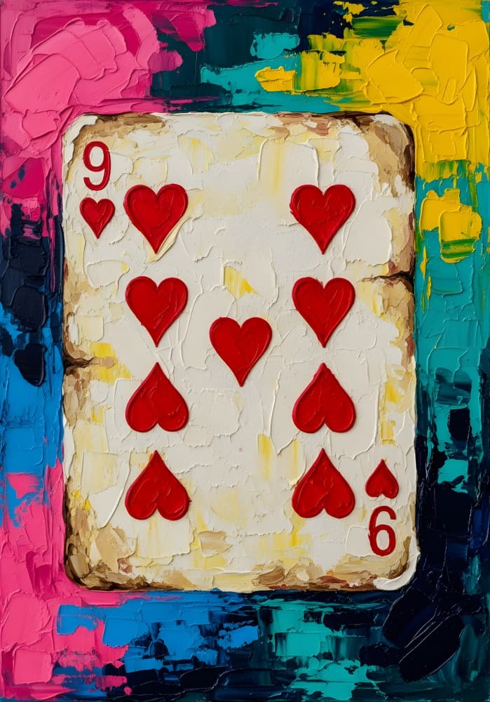 Vibrant Nine Hearts Card by HUGO — canvas wall art