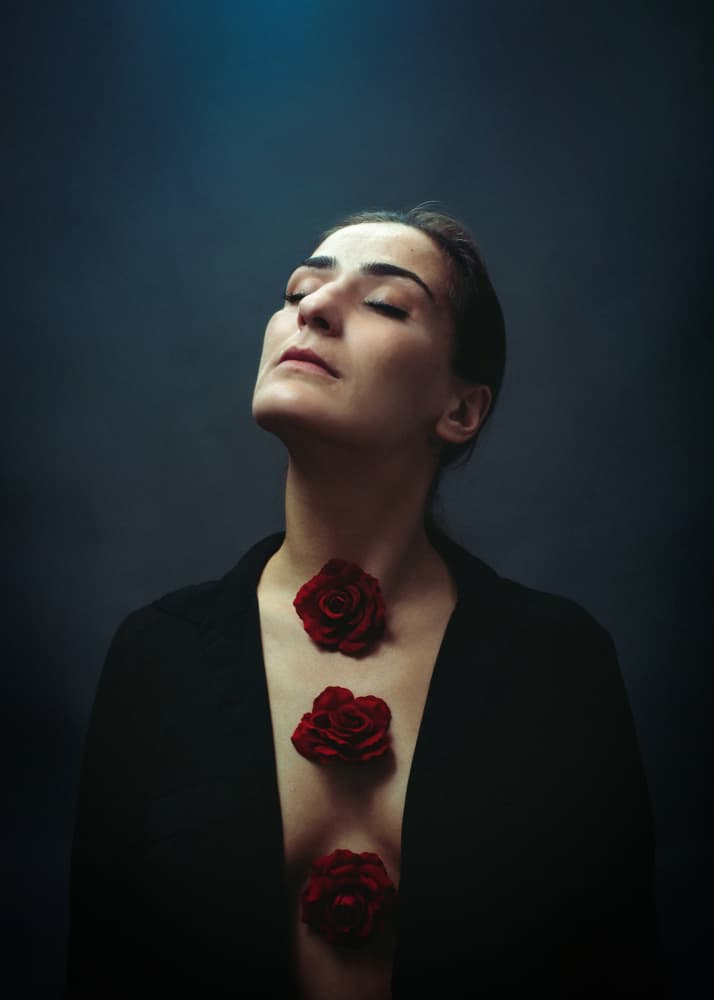 Serene Woman With Roses by Stefan Kamenov — canvas wall art