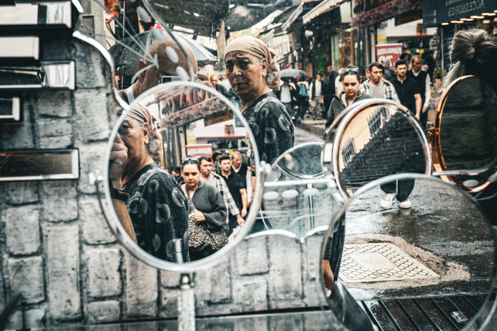 Street Life Reflected by Ali Ayer — canvas wall art