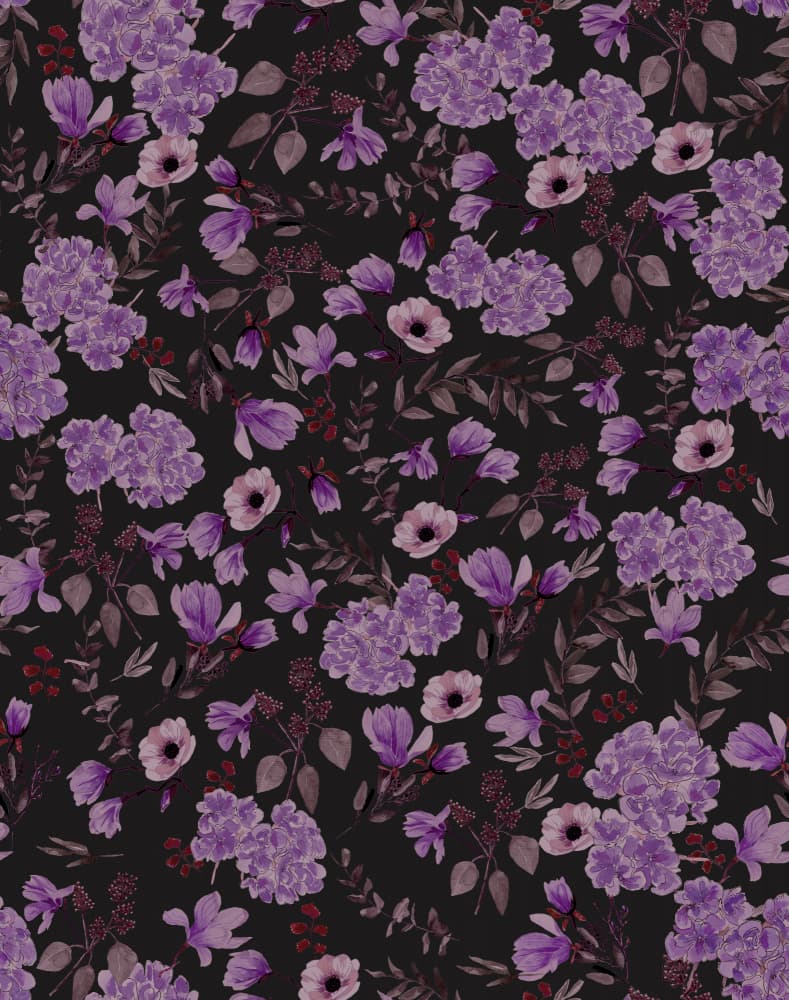 Romantic Pattern Dark Violet Charcoal by Anis Illustration — canvas wall art