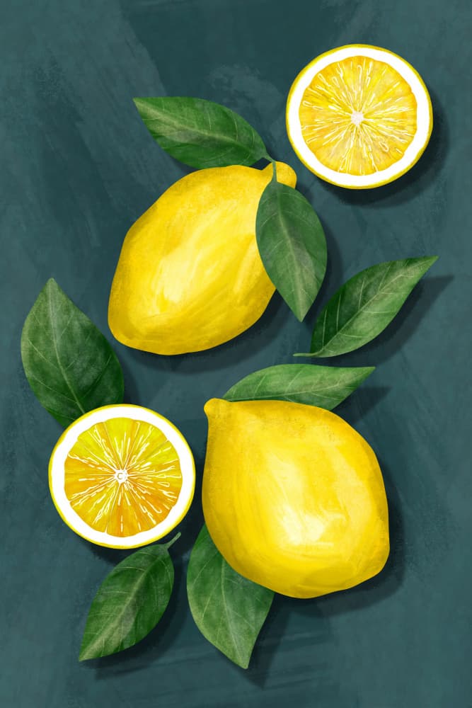 Fresh Yellow Lemons by EMELIEmaria — canvas wall art