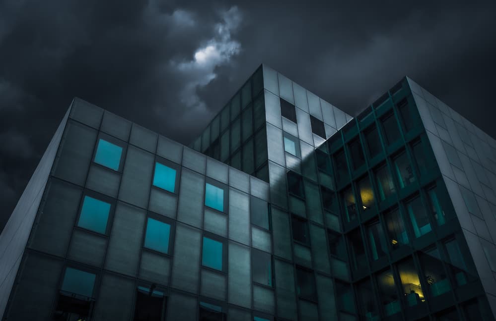 Dramatic Modern Building by Luc Vangindertael (laGrange) — canvas wall art