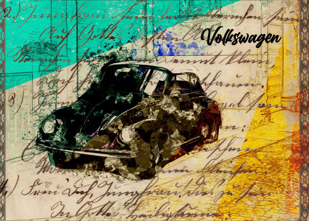 Iconic Beetle Mixed Media by Lembayung senja studio [Vintage Poster] — canvas wall art