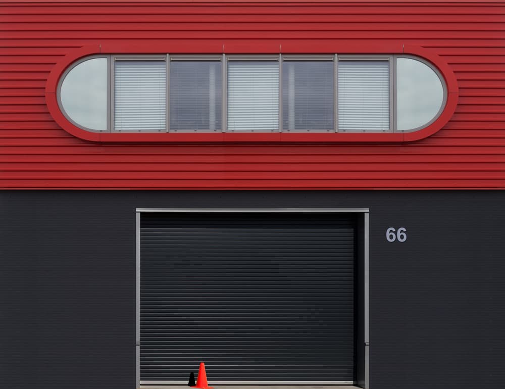 Modern Red Gray Facade by Theo Luycx — canvas wall art