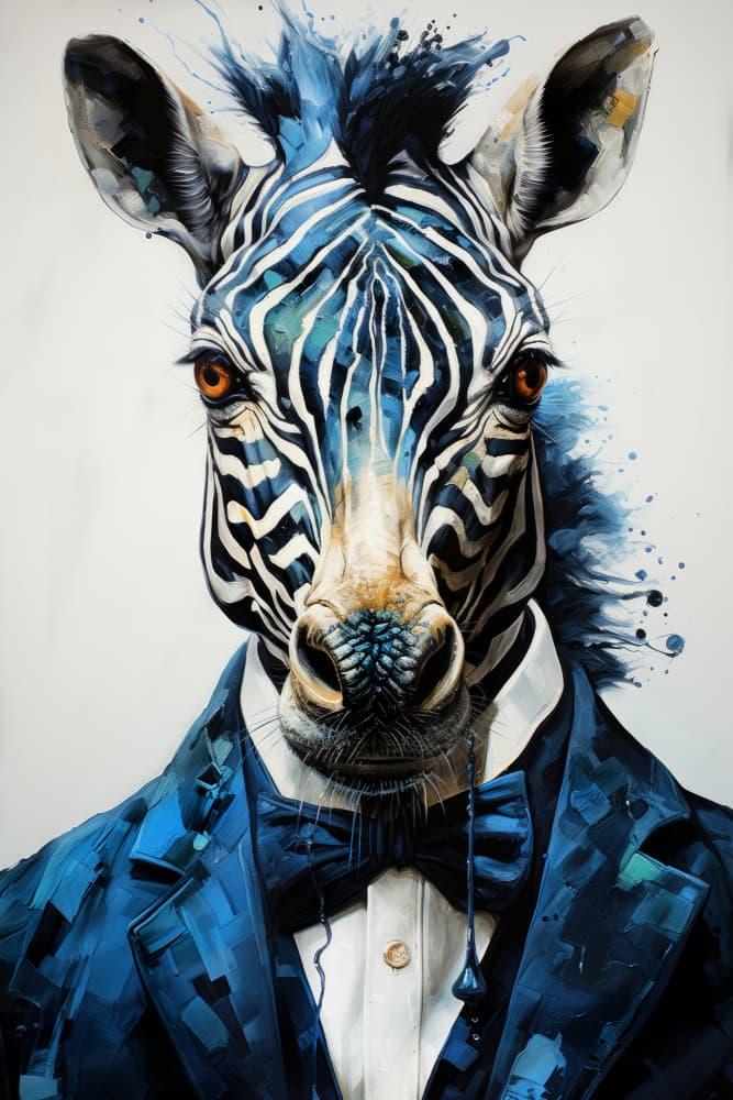 Blue Tuxedo Zebra by Justyna Jaszke — canvas wall art