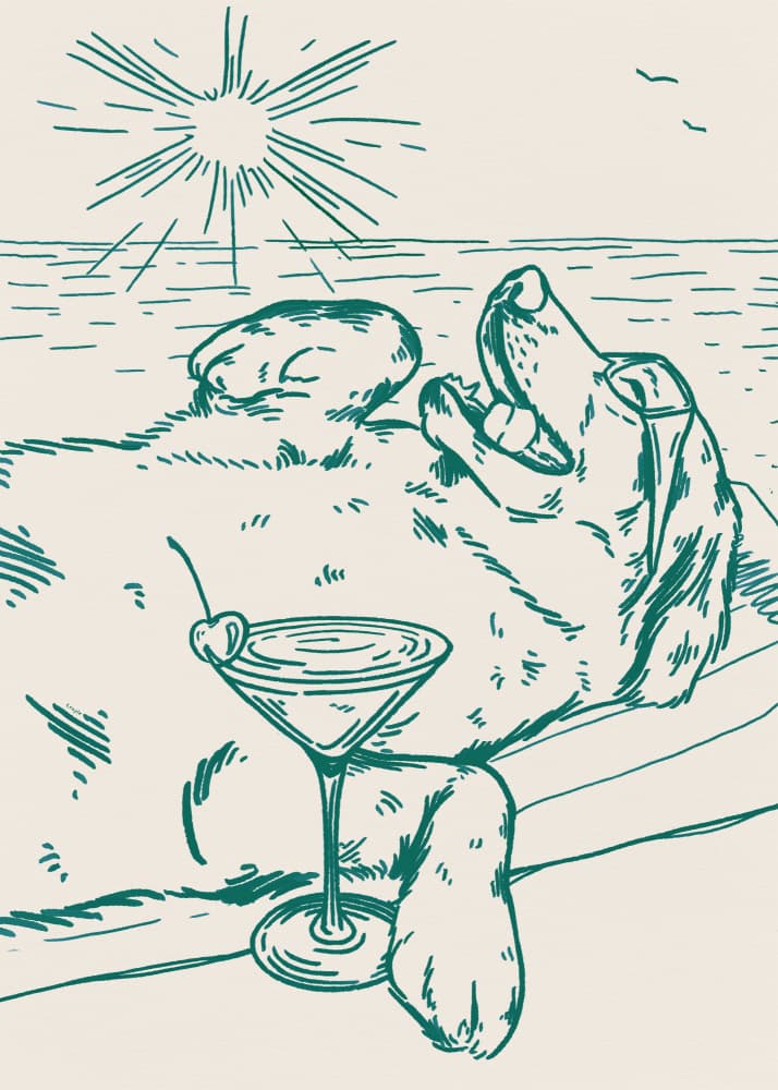 Sunny Beach Dog Cocktail by Tara Royle — canvas wall art