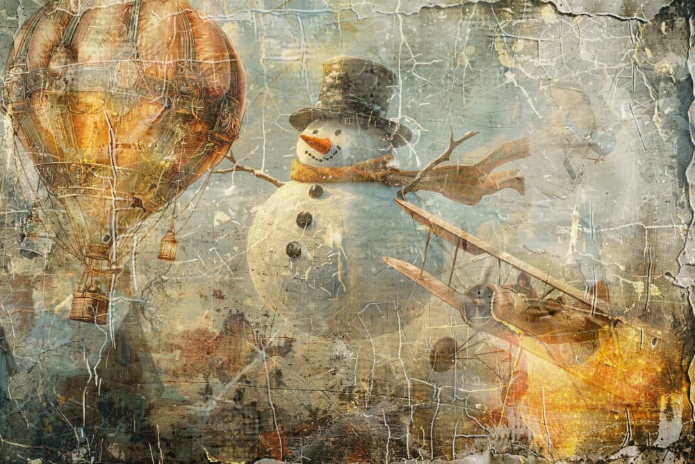 Snowman's Sky Adventure by Rafal Kulik — canvas wall art