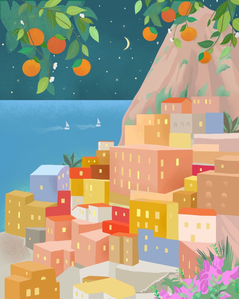 Night in Amalfi by Petra Lizde — canvas wall art