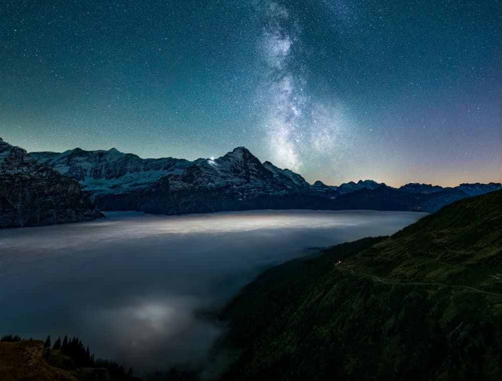 Milky Way Over Foggy Mountains by Chuan Chen APA — canvas wall art