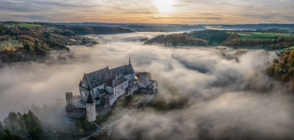 Castle Above Morning Fog by Guy Krier — canvas wall art
