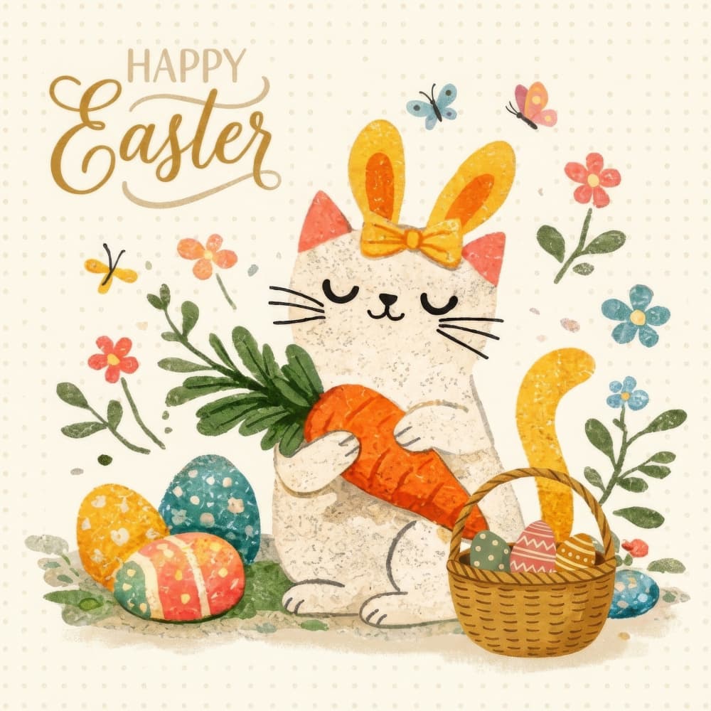 Easter Bunny Cat by Emel Tunaboylu — canvas wall art