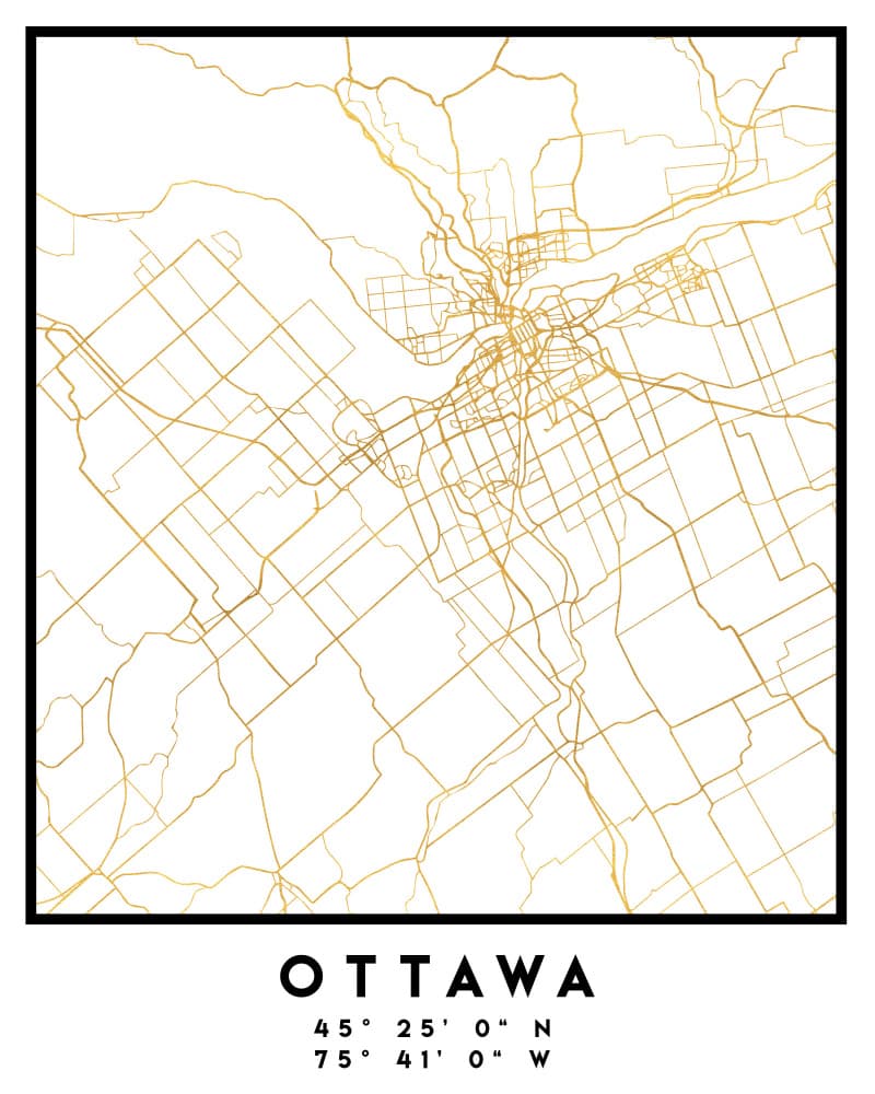 Ottawa Gold Map by Emiliano Deificus — canvas wall art