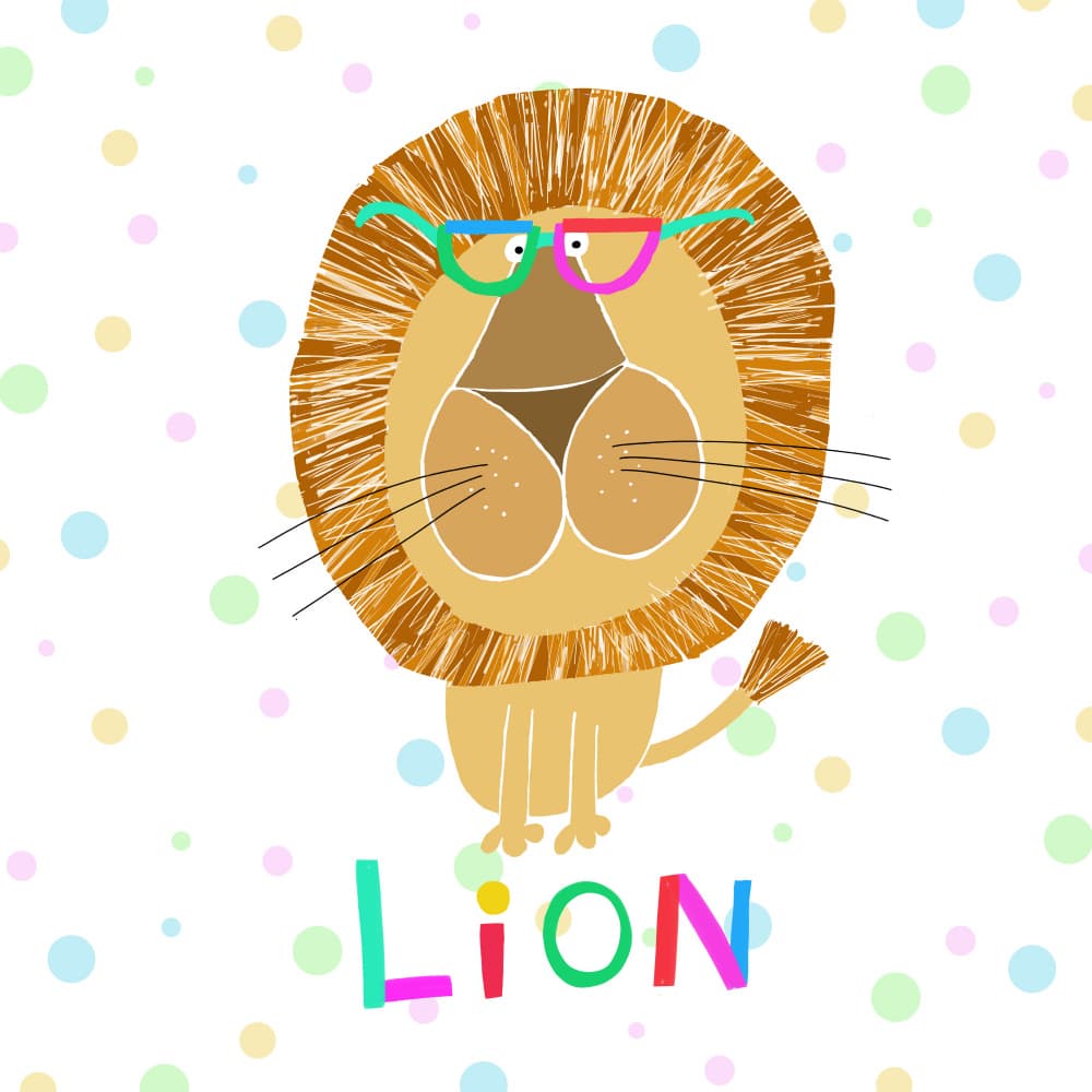 Adorable Geeky Lion by Carla Daly — canvas wall art
